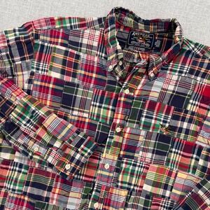 VTG American Living Ralph Lauren Patchwork Madras Shirt Men XXL Multicolor Plaid